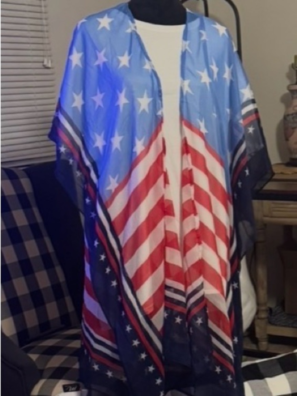 Patriotic Stars & Stripes Sheer Kimono